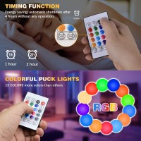 Narundren Puck Lights With Remote 13 Colors Changeable Led Under Cabinet Lighting Push Lights Battery Powered Closet Lights Tim