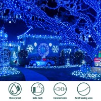 Hopolon Blue Christmas Lights 13Feet 50Count Ul Certified String Light Pack Of 2 Sets Incandescent Mini Lights For Indoor Outd