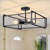 Klaimbmo 4-Light Black Semi Flush Mount Ceiling Light Fixture, Modern Industrial Ceiling Light, Farmhouse Light Fixtures Ceiling For Kitchen Dinning Room Entryway Hallway Bedroom Foyer