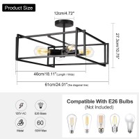 Klaimbmo 4-Light Black Semi Flush Mount Ceiling Light Fixture, Modern Industrial Ceiling Light, Farmhouse Light Fixtures Ceiling For Kitchen Dinning Room Entryway Hallway Bedroom Foyer