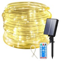 Icrgb Solar Rope Lights Outdoor, 66Ft 200 Led String Lights With Remote, Outdoor Ip67 Waterproof 8 Modes Garden Rope Lights Decorative For Wedding Christmas Halloween Patio Porch Pool