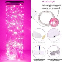 15 Packs 20 Led Pink Fairy String Lights Battery Operated 66Ft Silver Wire Firefly Starry Lights Waterproof For Bedroom Diy Tab