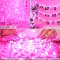 15 Packs 20 Led Pink Fairy String Lights Battery Operated 66Ft Silver Wire Firefly Starry Lights Waterproof For Bedroom Diy Tab