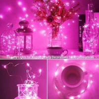 15 Packs 20 Led Pink Fairy String Lights Battery Operated 66Ft Silver Wire Firefly Starry Lights Waterproof For Bedroom Diy Tab