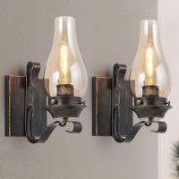 Wall Sconces Sets Of 2 Oil Rubbed Bronze Hardwired Wall Sconce Indoor Retro Rustic Wall Lamps With Amber Glass Vintage Bedside