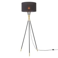 Introduce timeless illumination into your living room bedroom or office with the exquisite Audrey Floor Lamp Standing elegantly on a black matte tripod base effortlessly carrying the oversized black drum fabric shade Audrey complements midcentury modern m