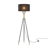 Introduce timeless illumination into your living room bedroom or office with the exquisite Audrey Floor Lamp Standing elegantly on a black matte tripod base effortlessly carrying the oversized black drum fabric shade Audrey complements midcentury modern m