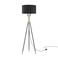 Introduce timeless illumination into your living room bedroom or office with the exquisite Audrey Floor Lamp Standing elegantly on a black matte tripod base effortlessly carrying the oversized black drum fabric shade Audrey complements midcentury modern m