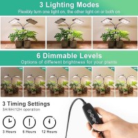 Lbw Plant Grow Light Full Spectrum Dual Heads Desk Plant Light For Indoor Plants Growing Lamp With 3H6H12H Timer 6Level Br