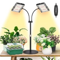 Lbw Plant Grow Light Full Spectrum Dual Heads Desk Plant Light For Indoor Plants Growing Lamp With 3H6H12H Timer 6Level Br