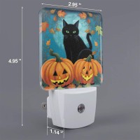 Halloween Pumpkins Cat Led Plugin Night 2 Lamp Auto Sensor Nightlights Adults For Bedroom Bathroom Set Of 2