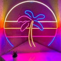 Dakabuka Sunset&Sea Led Neon Signs Palm Tree Neon Lights For Bedroom Decoration Cool Wall Decor For Living Room Boys Girls Room Usb Powered(12 * 12)