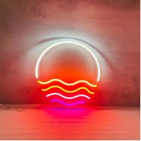 Sunset&Sea Led Neon Signs Sunrise Neon Lights For Bedroom Decoration Cool Wall Decor For Living Room Boys Girls Room Usb Powered(12 * 12)