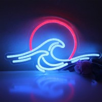 Dakabuka Sunset Sunrise Led Neon Sign Wave Neon Sign For Wall Decor Surf Ocean Neon Signs Bedroom Decor For Living Room Office Bar Christmas Birthday Party With Dimmable Switch(15X87)