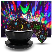 360 Degree Silent Rotation Quiet rotation with 8 different color options which makes your own starry night easily Two Projection Modes Planet projection will turn childrens bedroom into a small night sky with a moon and lots of stars Animal lampshade baby