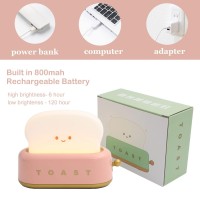 Cute Toast Lamp Room Decor Night Light Led Dimmable Bread Light Rechargeable Desk Lamp With Timer Sleep Lamp For Bedroom Bedsid