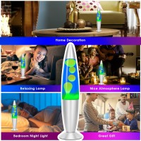 Mdismart Motion Table Lamp 16Inches For Kids And Adults Big Volcano Lamp With Blue Liquid Green Wax Gifts For Boys Girls Rela