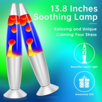 Lazzgan 138 Inch Motion Table Lamp Relaxing Liquid Night Lights With Orange Wax In Purple Blue Liquid For Adults And Childre