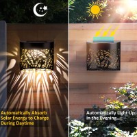 Tijnn Solar Deck Lights-4 Pack Ip65 Waterproof, Led Landscape Lighting Solar Outdoor Light Solar Garden Light, Patio, Backyard, Patio - (Leaf)