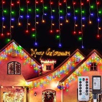 Brightown Christmas Icicle Lights Outdoor, 33 Feet 72 Drops With 384 Led, 8 Modes Waterproof Connectable Twinkle Fairy String Light For Christmas Thanksgiving Hanging Icicles (Multicolor)