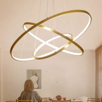 Ceiling Pendant Light , 60W Led Dimmable Chandelier Dining Table Ring Led Dimmable Remote Control Hanging Lamp Living Room Ceiling Light Bedroom Height Adjustable Hanging Lamp Chandelier Modern Chande