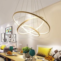 Ceiling Pendant Light , 60W Led Dimmable Chandelier Dining Table Ring Led Dimmable Remote Control Hanging Lamp Living Room Ceiling Light Bedroom Height Adjustable Hanging Lamp Chandelier Modern Chande