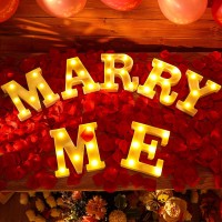 Marry Me Letters Light Proposal Decorations Set Includes 7 Led 63 X 55 Marry Me Sign Romantic Marry Me Light And 1000 Rose