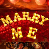 Marry Me Letters Light Proposal Decorations Set Includes 7 Led 63 X 55 Marry Me Sign Romantic Marry Me Light And 1000 Rose