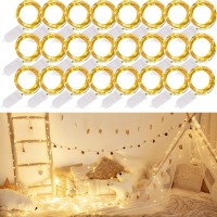 Waterglide 24 Pack Fairy Lights Battery Operated (Included), 6.5Ft 20 Led Mini String Lights, Waterproof Silver Wire Firefly Starry Lights For Diy Wedding Christmas Party Mason Jars Decor, Warm White