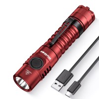 Wurkkos Fc11 Usb C Rechargeable Flashlights Maximum Output 1300Lumen, Compact Edc Flashlights With High 90Cri Led, Ip67 Waterproof Magnetic Tail Cap Design For Dog Walking Emergency(Red-4000K)