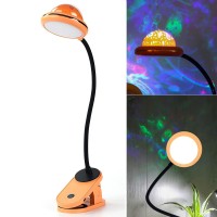 Led Folding Book Light For Reading In Bed, 2W Dimmable Reading Lamps For Kids, With Mini Projector Lamp Night Light Usb Rechargeable, 6000K Cool White Touch Control For Bedroom Living Room (Orange)Jbz