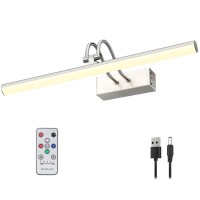 Raifoolly Picture Light, 16In Battery Operated Picture Lights For Paintings,Metal Remote Control Display Art Light With Timer And Dimmable For Wall Painting,Frame, Portrait, Dartboard (Plated Nickel)