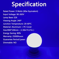 Led Blue Light Bulb 9W 60W Equivalent A19 E26 Medium Base Blue Light Bulb Led Blue Color Bulb For Outdoor Porch Christmas