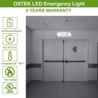 Led Emergency Light With Battery Backup, Adjustable Light Heads, Emergency Exit Lights For Home Power Failure, High Light Output For Commercial Hallways, Stairways, Fire Resistant 120-277V (2 Pack)