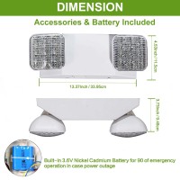 Led Emergency Light With Battery Backup, Adjustable Light Heads, Emergency Exit Lights For Home Power Failure, High Light Output For Commercial Hallways, Stairways, Fire Resistant 120-277V (2 Pack)