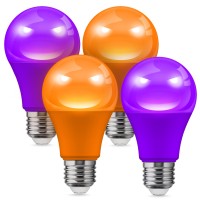 L Lohas Led Halloween Orange Purple Led Light Bulbs Outdoor 4Pack 9W60W Equivalent A19 Orange Purple Colored Light Bulb In