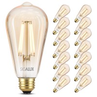 Sigalux Edison Bulbs, E26 Led Bulb 60 Watt Dimmable Vintage Light Bulbs, Led Filament Amber Light Bulb With 90 Cri, St19 Antique Old Fashioned Retro Light Bulb 2700K Soft White, 9W, 700Lm, 12 Pack