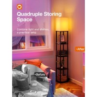 Addlon Floor Lamp With Shelves 5Tier Modern Shelf Lamp With Rgb Smart Bulb App Control Standing Lamp With White Lamp Shade F