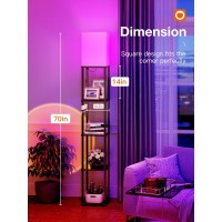 Addlon Floor Lamp With Shelves 5Tier Modern Shelf Lamp With Rgb Smart Bulb App Control Standing Lamp With White Lamp Shade F