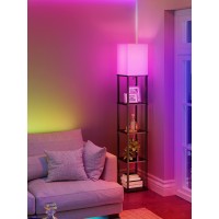 Addlon Floor Lamp With Shelves 5Tier Modern Shelf Lamp With Rgb Smart Bulb App Control Standing Lamp With White Lamp Shade F