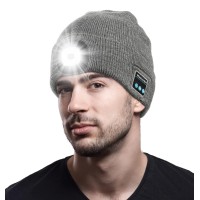 Bluetooth Beanie Hat With Light, Unique Tech Gifts For Men Husband Him Teen, Wireless Headphones For Fishing Jogging Working, Christmas Stocking Stuffers Grey