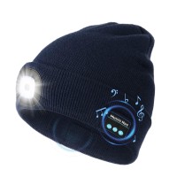 Bluetooth Beanie Hat With Light, Unique Tech Gifts For Men Husband Him Teen, Wireless Headphones For Fishing Jogging Working, Christmas Stocking Stuffers Navy Blue