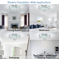 Hongnuofc 21 Inch Crystal Chandelier Led Flush Mount Ceiling Light Fixtures Luxury Chandeliers For Living Room Bathroom Bedroom