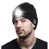 Bluetooth Beanie Hat With Light, Unique Tech Gifts For Men Husband Him Teen, Wireless Headphones For Fishing Jogging Working, Christmas Stocking Stuffers Black