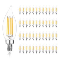 Sigalux E12 Led Bulb Candelabra Base 60 Watt, Led Chandelier Light Bulbs Dimmable Flame Tip Candelabra Led Bulbs, 450Lm 2700K Soft White, Ca10 Candle Light Bulbs For Chandeliers, Ceiling Fan 48 Packs