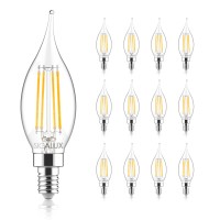 Sigalux E12 Led Bulb Candelabra Base 60 Watt Led Chandelier Light Bulbs Dimmable, Flame Tip Candelabra Led Bulbs, 4.5W, 450Ml 5000K Daylight,Ca10 Candle Light Bulbs, 12 Packs