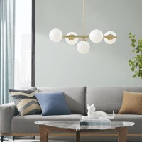 Aurelia 5-Light Chandelier With Frosted Glass Globe Bulbs(D0102H73Rej)