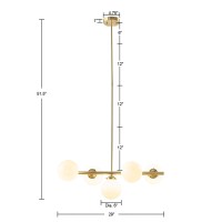 Aurelia 5-Light Chandelier With Frosted Glass Globe Bulbs(D0102H73Rej)