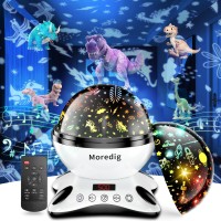 Moredig Dinosaur Night Light Projector, Remote Dinosaur Night Light For Boys With 18 Colors Dinosaur Projector Light For Kids With Timer 2 Projections 12 Music, Gifts For Baby Boys - Black