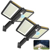 Ropelux Solar Outdoor Lights, Motion Sensor Outdoor Lights Double Big Solar Panels, Ip65 Waterproof And 5 Modes, 218Leds High Brightness Wider Illuminated Area Flood Lights For Garden Street